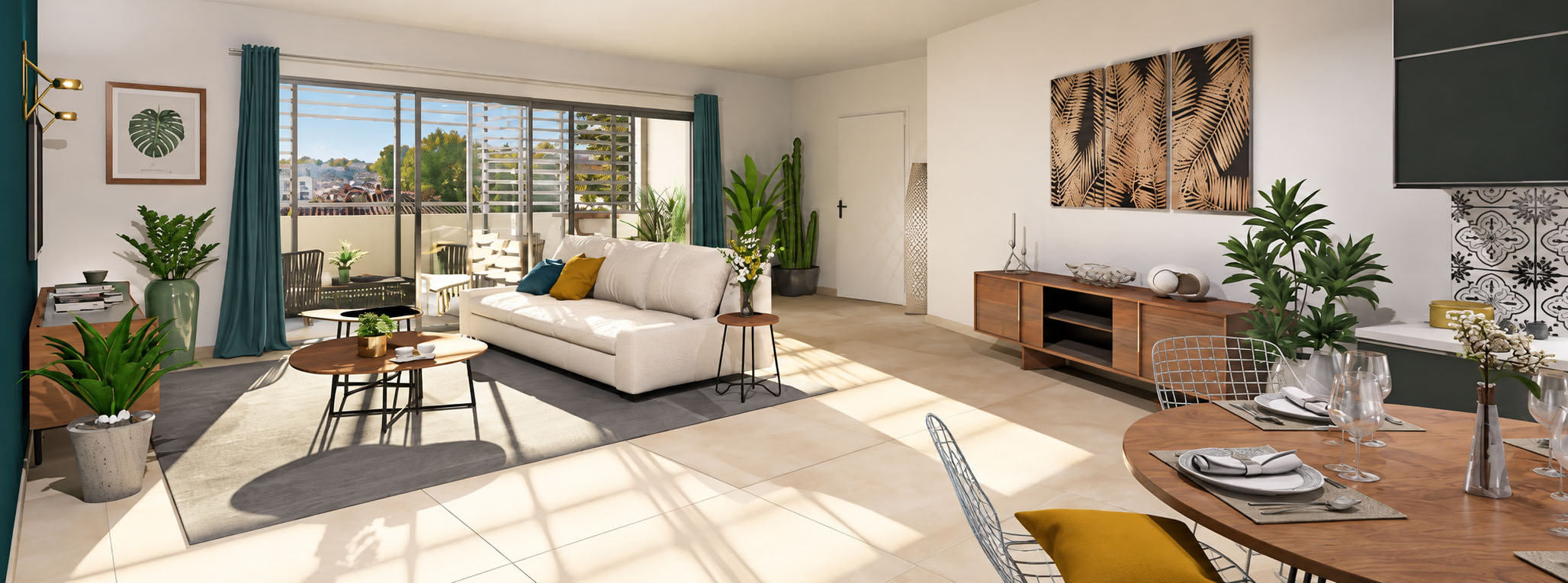 Appartement neuf lumineux avec terrasse et espace de vie contemporain